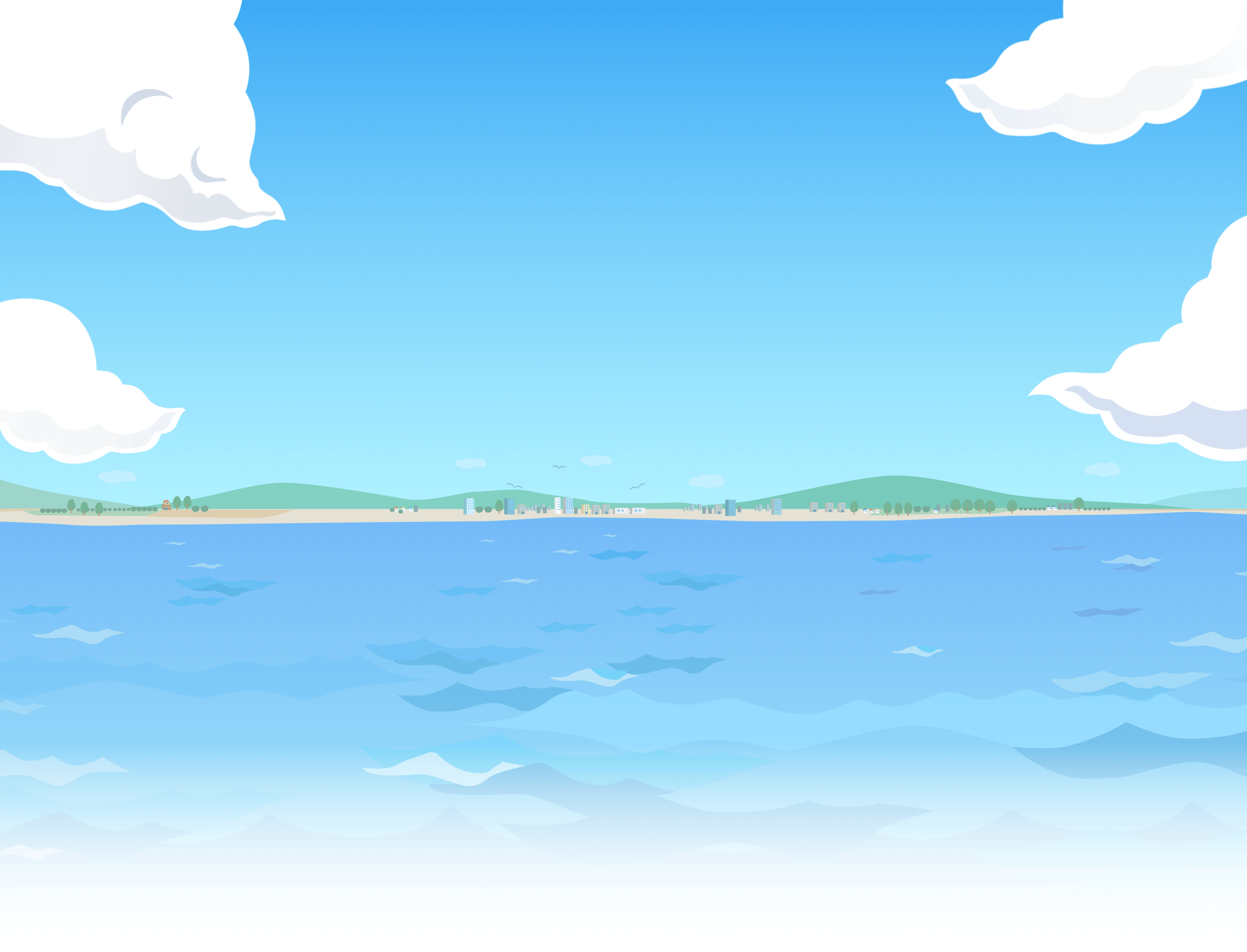 オフィスドックの特徴 海の背景