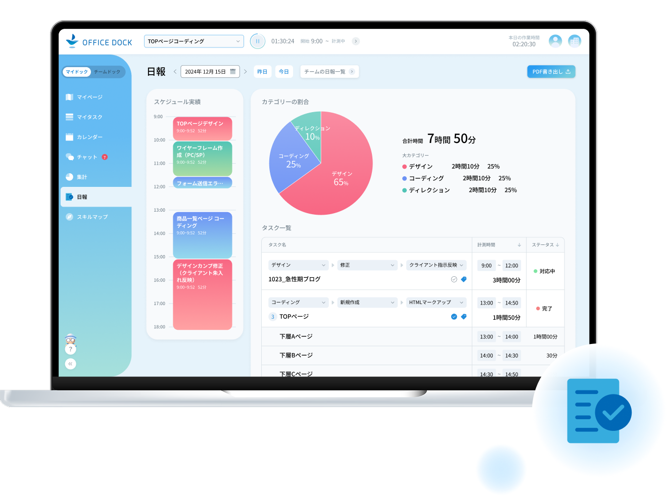 アプリ画面 日報機能