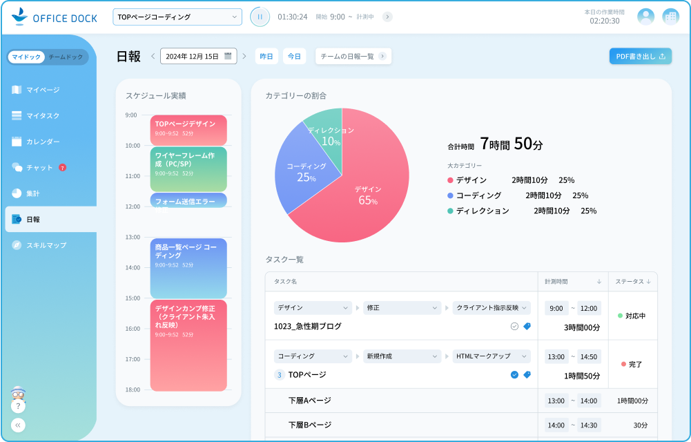 アプリ画面 日報機能
