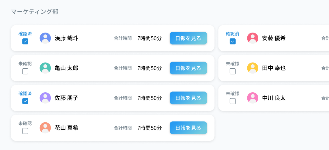 オフィスドックアプリ画面 日報一覧